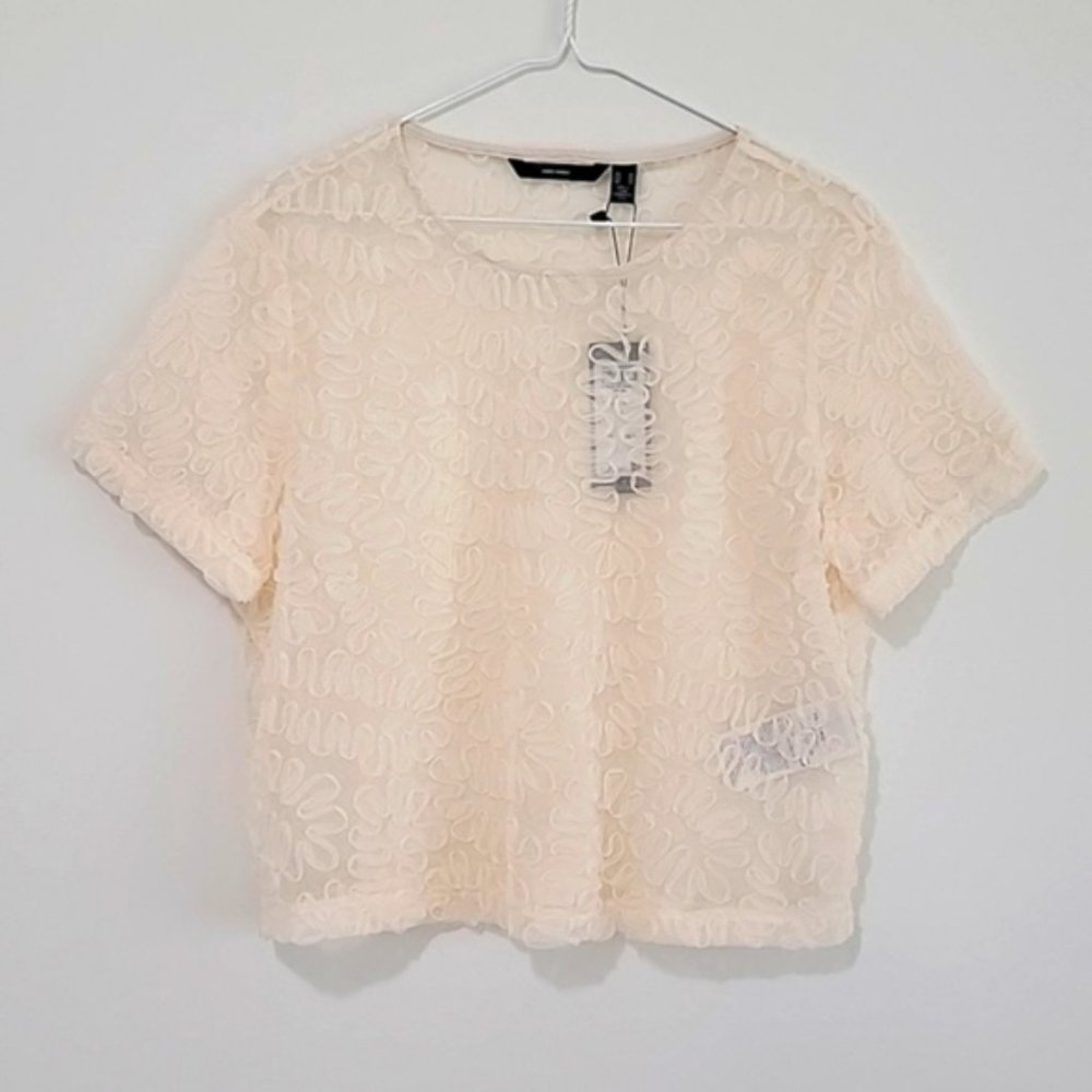 Vero Moda Sheer Short Sleeve Pullover Med